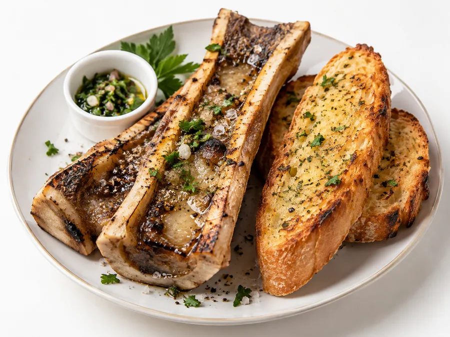 Roasted bone marrow with grilled toast